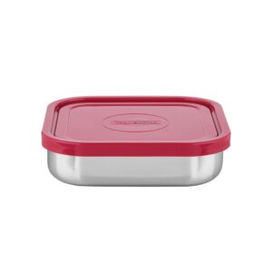 Pote para Alimentos Freezinox de acero inoxidable con tapa plástica rosa cuadrado de 0,8L