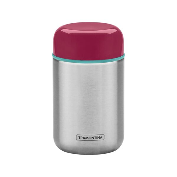 Pote para Alimentos térmico de acero inoxidable con tapa rosa de 400ml