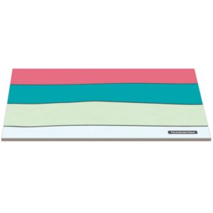 Tabla de vidrio templado rectangular blanco con estampado de colores de 25 x 35cm