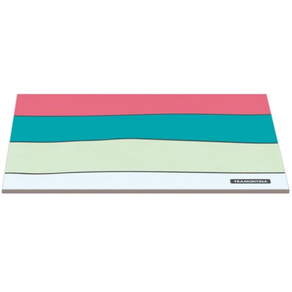 Tabla de vidrio templado rectangular blanco con estampado de colores de 25 x 35cm