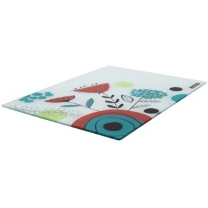 Tabla de vidrio templado rectangular blanco con estampado floral de 30 x 40cm