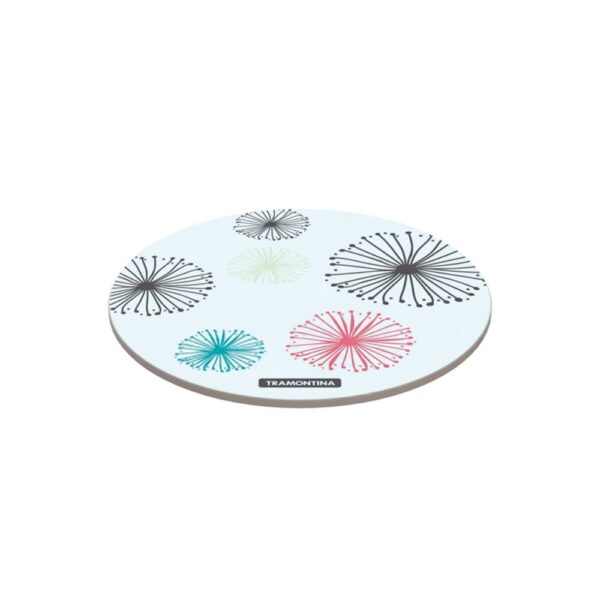 Tabla de vidrio templado redonda blanco con estampado Colorido de 25cm