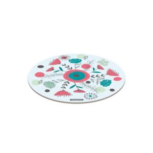 Tabla de vidrio templado redonda blanco con estampado floral de 40cm