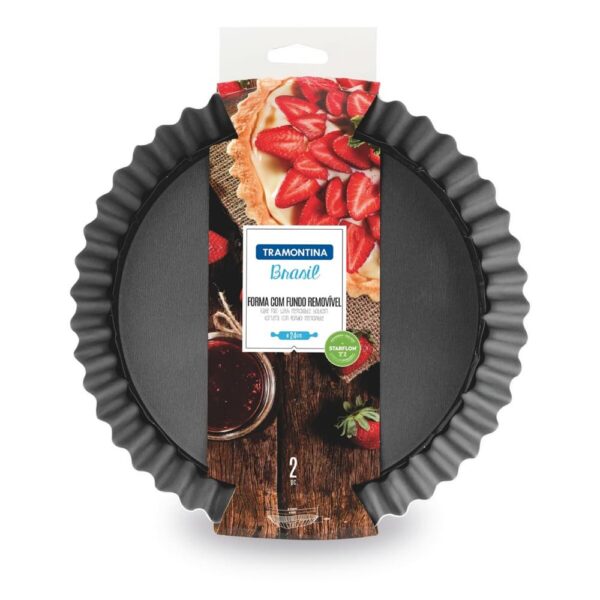 Molde Para Tartas y Pasteles Brasil Redondo de Aluminio Con Recubrimiento Interno y Externo de Antiadherente Starflon T1 Fondo Removible 24cm - Imagen 2