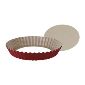 Molde para Tartas y Pasteles Brasil Redondo de Aluminio con Recubrimiento Interno y Externo de Antiadherente Starflon T1 Fondo Removible Rojo 24cm