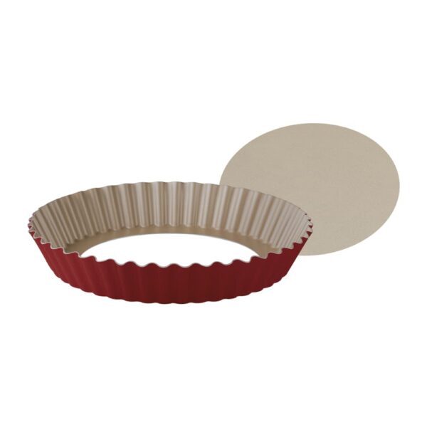 Molde para Tartas y Pasteles Brasil Redondo de Aluminio con Recubrimiento Interno y Externo de Antiadherente Starflon T1 Fondo Removible Rojo 24cm