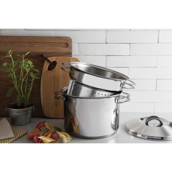 Juego Cozi Pasta Solar de Acero Inoxidable Triple Fondo con Asas 2 Piezas 20cm - Imagen 3