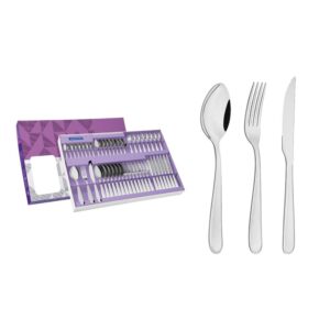 Juego de cubiertos Angra de acero inoxidable con cuchillos para asado de 48 piezas
