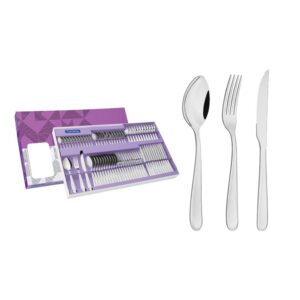 Juego de cubiertos Angra de acero inoxidable con cuchillos para asado de 72 piezas