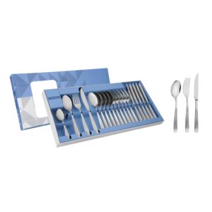 Juego de cubiertos Athenas de acero inoxidable con cuchillos para asado de 24 piezas