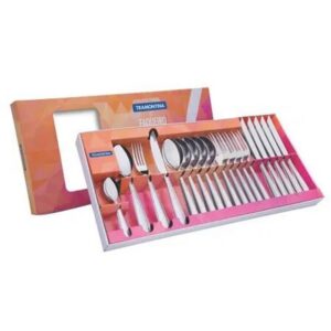 Juego de cubiertos Aurora de acero inoxidable con cuchillos para asado de 24 piezas