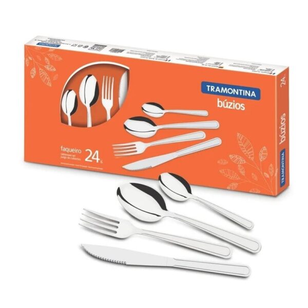 Juego de Cubiertos Búzios de acero inoxidable con cuchillo para asado 24 piezas