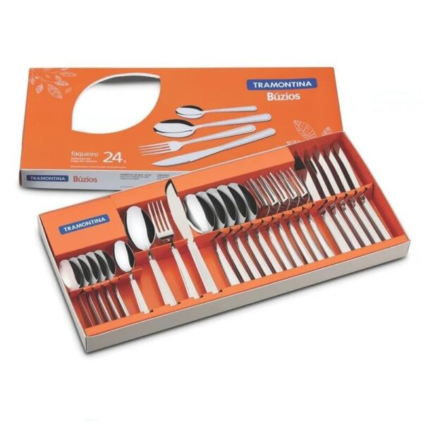 Juego de Cubiertos Búzios de acero inoxidable con cuchillo para asado 24 piezas - Imagen 2