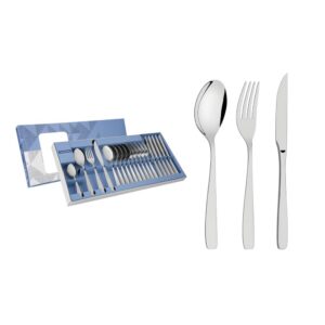 Juego de cubiertos Cosmos de acero inoxidable con cuchillos para asado de 24 piezas