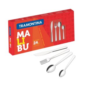 Juego de Cubiertos Malibu de Acero Inoxidable con cuchillos para asado 24 Piezas