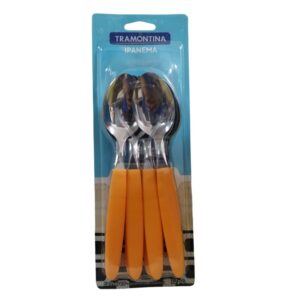 Juego de Cucharas de Mesa Ipanema con Hojas de Acero Inoxidable y Mangos de Polipropileno Naranja 12 Piezas