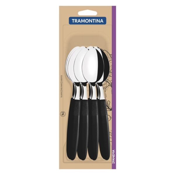 Juego de Cucharas de Mesa Ipanema con Hojas de Acero Inoxidable y Mangos de Polipropileno Negro 12 Piezas - Imagen 2