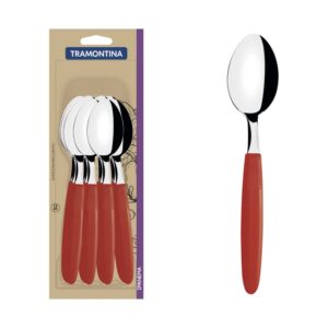 Juego de Cucharas de Mesa Ipanema con Hojas de Acero Inoxidable y Mangos de Polipropileno Rojo 12 Piezas
