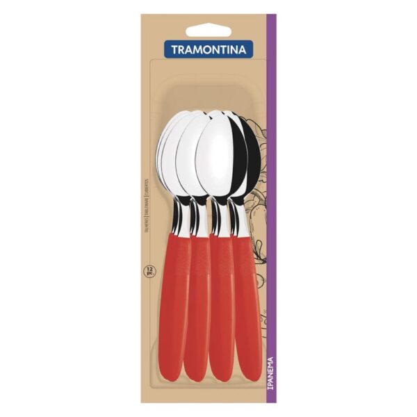 Juego de Cucharas de Mesa Ipanema con Hojas de Acero Inoxidable y Mangos de Polipropileno Rojo 12 Piezas - Imagen 2