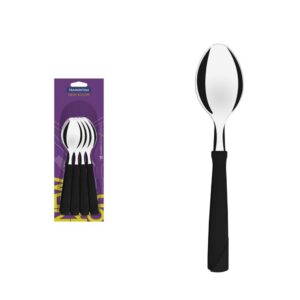 Juego de Cucharas de Mesa New Kolor con Hojas de Acero Inoxidable y Mangos de Polipropileno Negro 12 Piezas