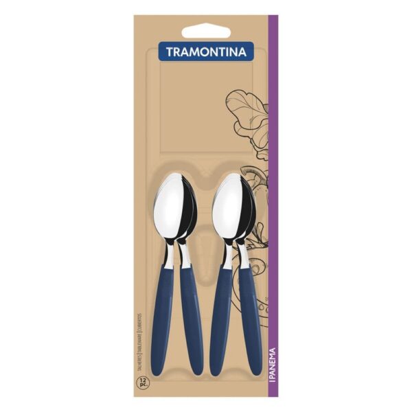 Juego de Cucharillas de Té Ipanema con Hojas de Acero Inoxidable y Mangos de Polipropileno Azul 12 Piezas - Imagen 2