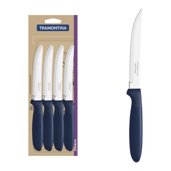 Juego de Cuchillos para Asado Ipanema con Láminas de Acero Inoxidable y Mangos de Polipropileno Azul 12 Piezas