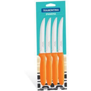 Juego de Cuchillos para Asado Ipanema con Láminas de Acero Inoxidable y Mangos de Polipropileno Naranja 12 Piezas