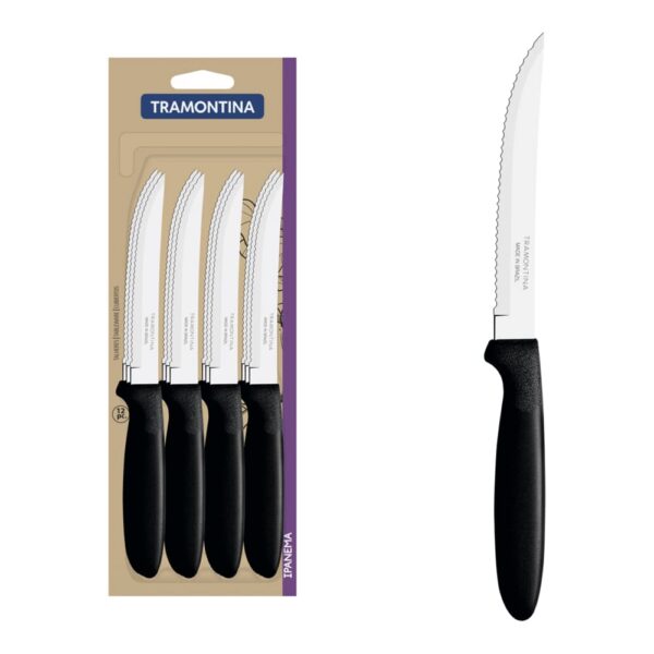 Juego de Cuchillos para Asado Ipanema con Láminas de Acero Inoxidable y Mangos de Polipropileno Negro 12 Piezas