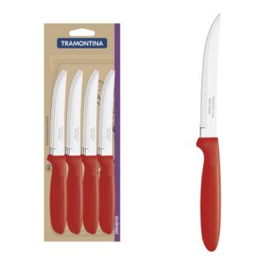 Juego de Cuchillos para Asado Ipanema con Láminas de Acero Inoxidable y Mangos de Polipropileno Rojo 12 Piezas