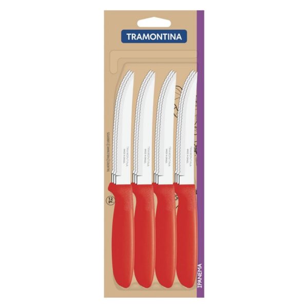 Juego de Cuchillos para Asado Ipanema con Láminas de Acero Inoxidable y Mangos de Polipropileno Rojo 12 Piezas - Imagen 2