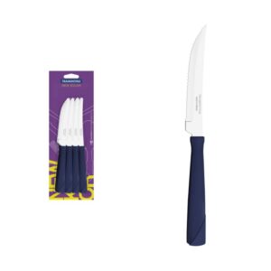 Juego de Cuchillos para asado New Kolor con Hojas de Acero Inoxidable y Mangos de Polipropileno Azul 12 Piezas