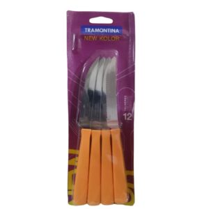 Juego de Cuchillos para asado New Kolor con Hojas de Acero Inoxidable y Mangos de Polipropileno Naranja 12 Piezas