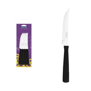 Juego de Cuchillos para asado New Kolor con Hojas de Acero Inoxidable y Mangos de Polipropileno Negro 12 Piezas