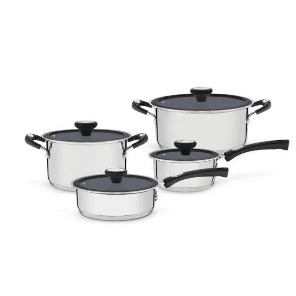 Juego de Ollas Solar Ceramic de acero inoxidable fondo triple con revestimiento interno cerámico 4 piezas