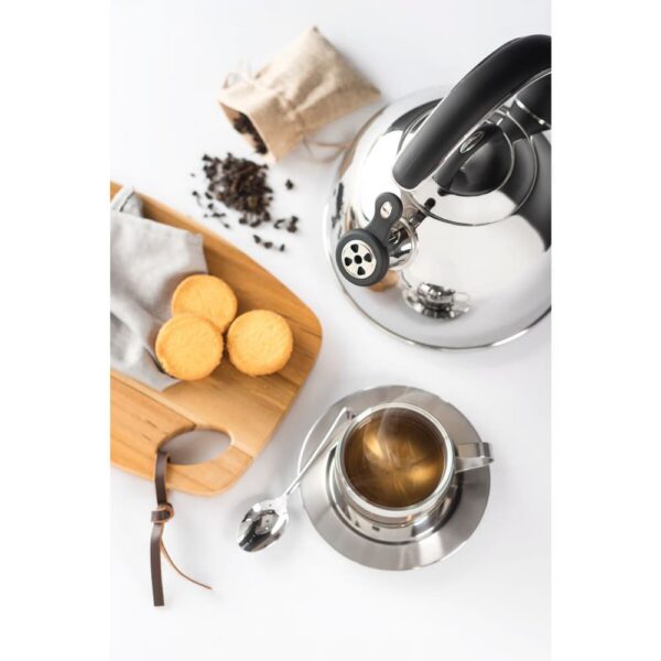 Juego de Té y Capuchino de Acero Inoxidable con Taza, Platillo y Cuchara 18 Piezas - Imagen 4