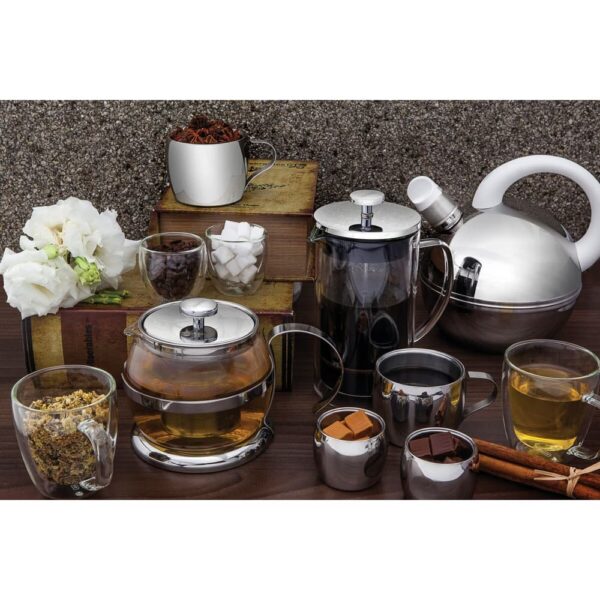 Juego de Té y Capuchino de Acero Inoxidable con Taza, Platillo y Cuchara 18 Piezas - Imagen 9