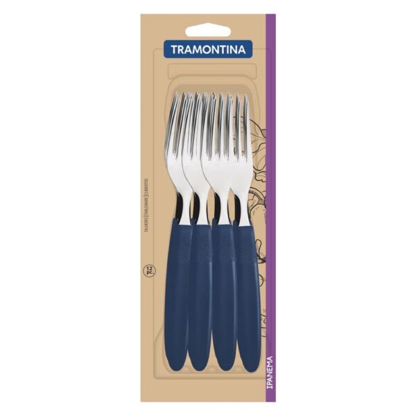 Juego de Tenedores de Mesa Ipanema con Hojas de Acero Inoxidable y Mangos de Polipropileno Azul 12 Piezas - Imagen 2
