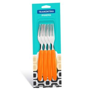 Juego de Tenedores de Mesa Ipanema con Hojas de Acero Inoxidable y Mangos de Polipropileno Naranja 12 Piezas