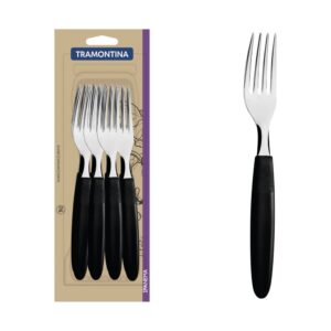 Juego de Tenedores de Mesa Ipanema con Hojas de Acero Inoxidable y Mangos de Polipropileno Negro 12 Piezas