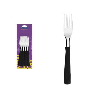 Juego de Tenedores de Mesa New Kolor con Hojas de Acero Inoxidable y Mangos de Polipropileno Negro 12 Piezas