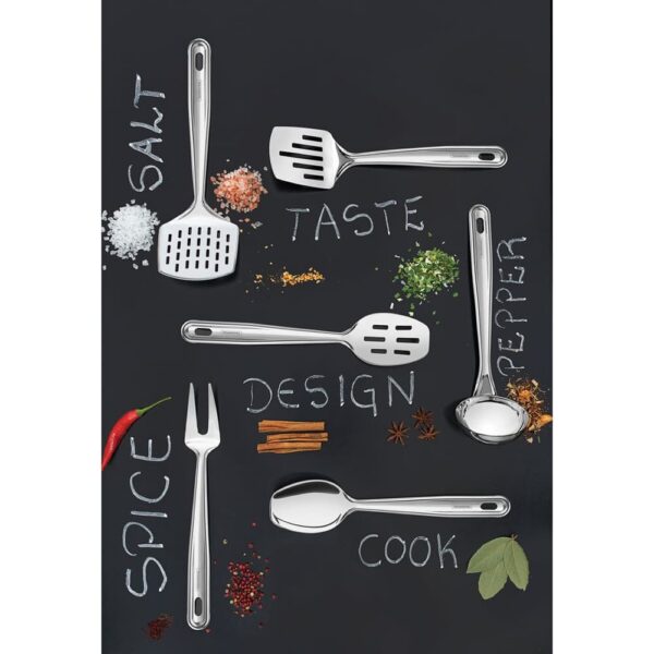 Juego de utensilios Extrata de acero inoxidable con soporte de pared 5 piezas - Imagen 6