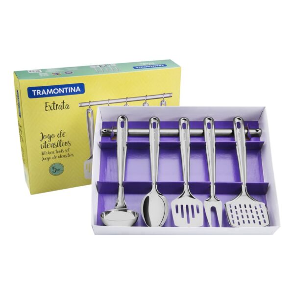 Juego de utensilios Extrata de acero inoxidable con soporte de pared 5 piezas - Imagen 3
