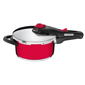 Olla a presión Solar roja de acero inoxidable fondo triple con 5 dispositivos de seguridad 22cm 4,5L