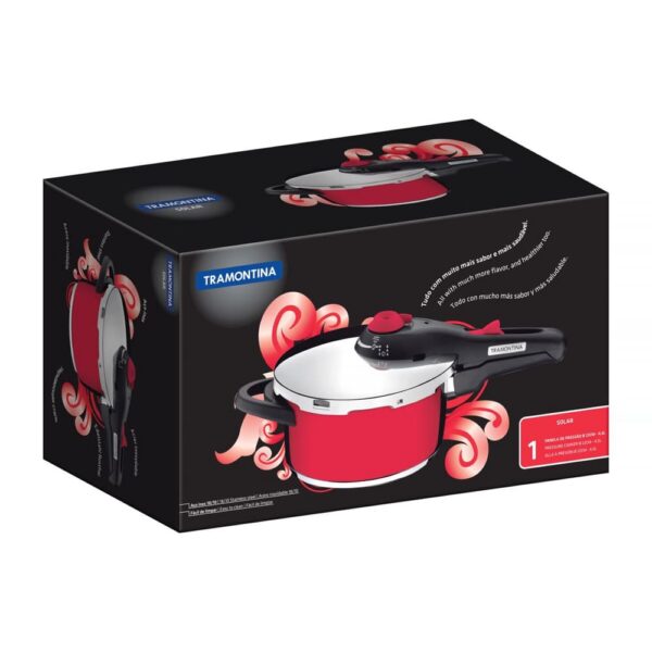 Olla a presión Solar roja de acero inoxidable fondo triple con 5 dispositivos de seguridad 22cm 4,5L - Imagen 2