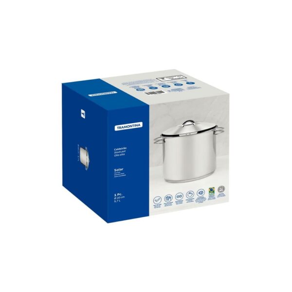 Olla Alta Solar de Acero Inoxidable Triple Fondo con Tapa y Asas 20cm 5,7L - Imagen 4