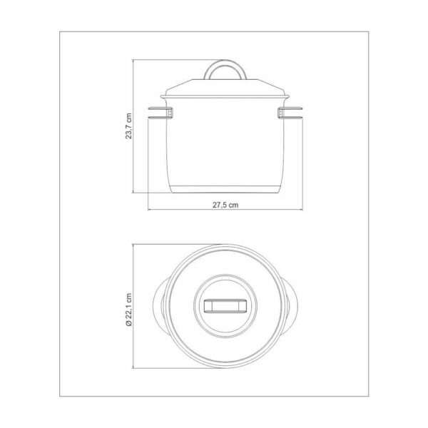 Olla Alta Solar de Acero Inoxidable Triple Fondo con Tapa y Asas 20cm 5,7L - Imagen 5