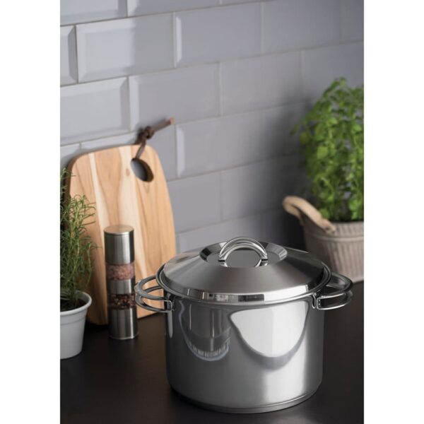 Olla Alta Solar de Acero Inoxidable Triple Fondo con Tapa y Asas 24cm 7,8L - Imagen 2