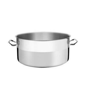 Olla Baja Empresarial de acero inoxidable con fondo triple sin tapa de 40cm y 23L