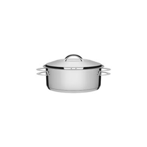 Olla baja Solar de acero inoxidable fondo triple con tapa y asas 16 cm 1,4 L