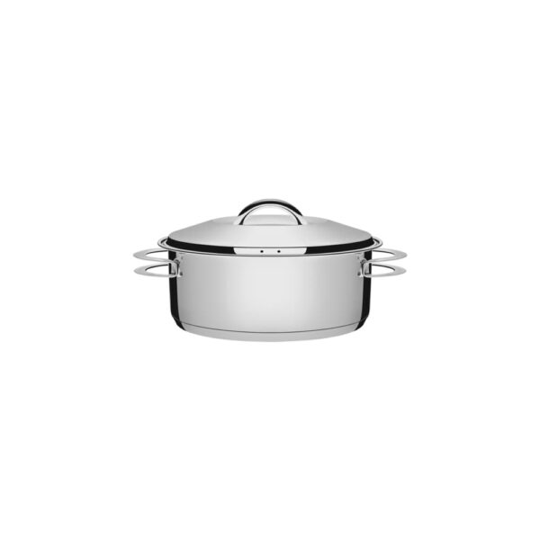 Olla baja Solar de acero inoxidable fondo triple con tapa y asas 16 cm 1,4 L